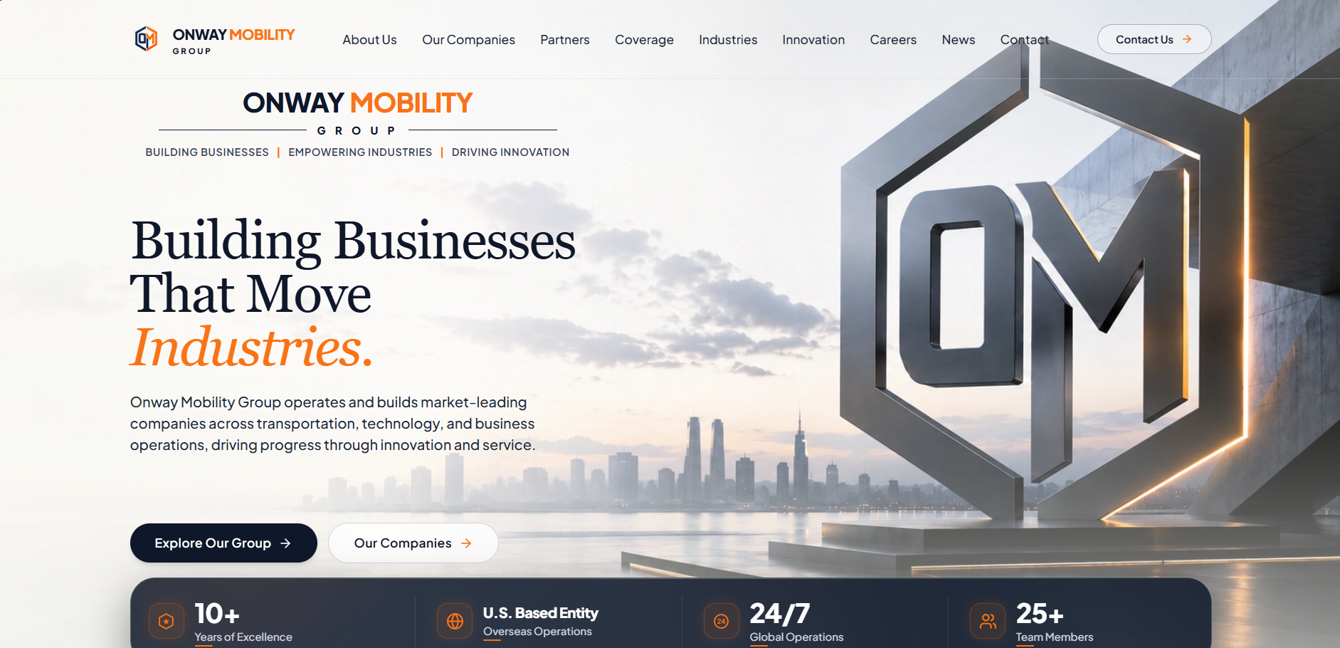 Screenshot of Onway Mobility live platform