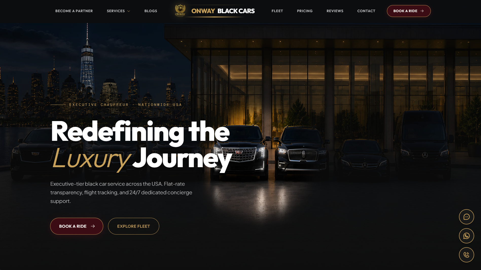 Screenshot of Onway Black Cars live platform